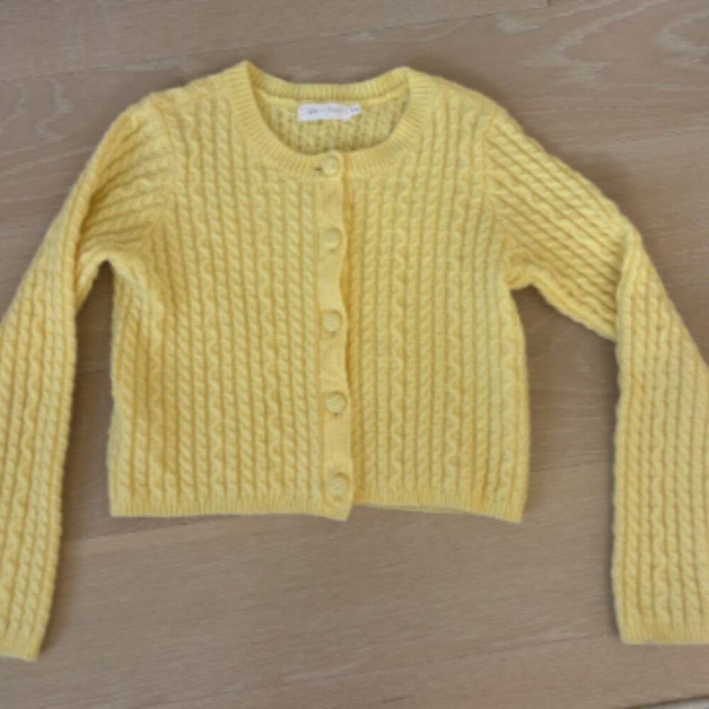 Yellow Cable Knit Sweater Cardigan - Picture 2 of 4